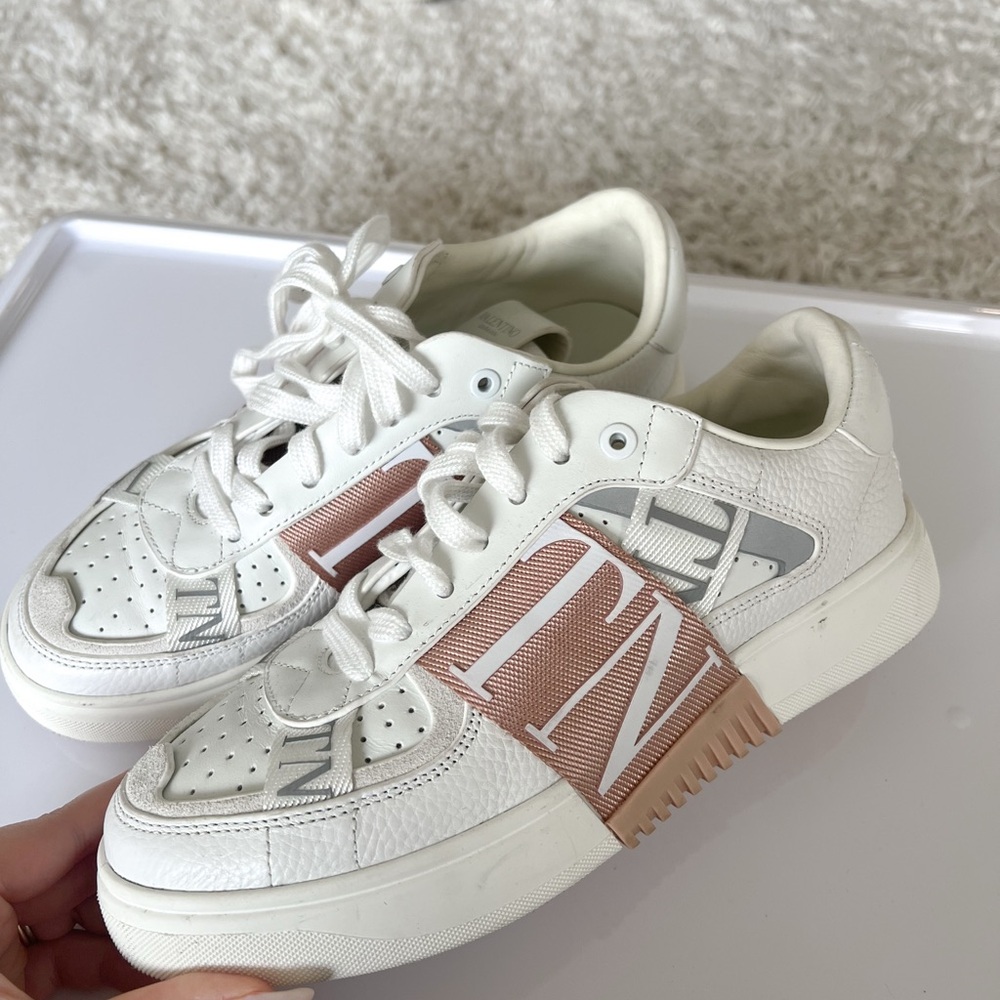 White and Pink Sneakers